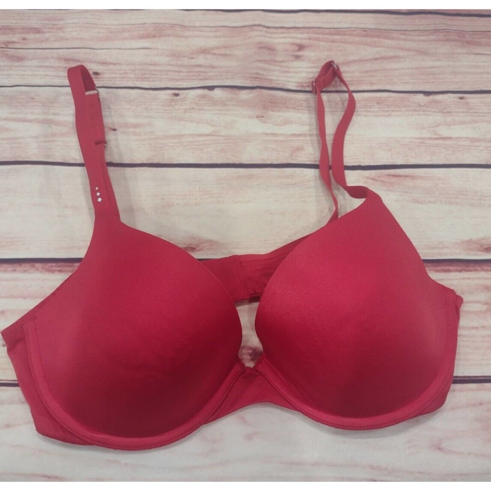 Size 36 C Victoria's Secret Uplift Semi Demi Bra Red Padded Underwire